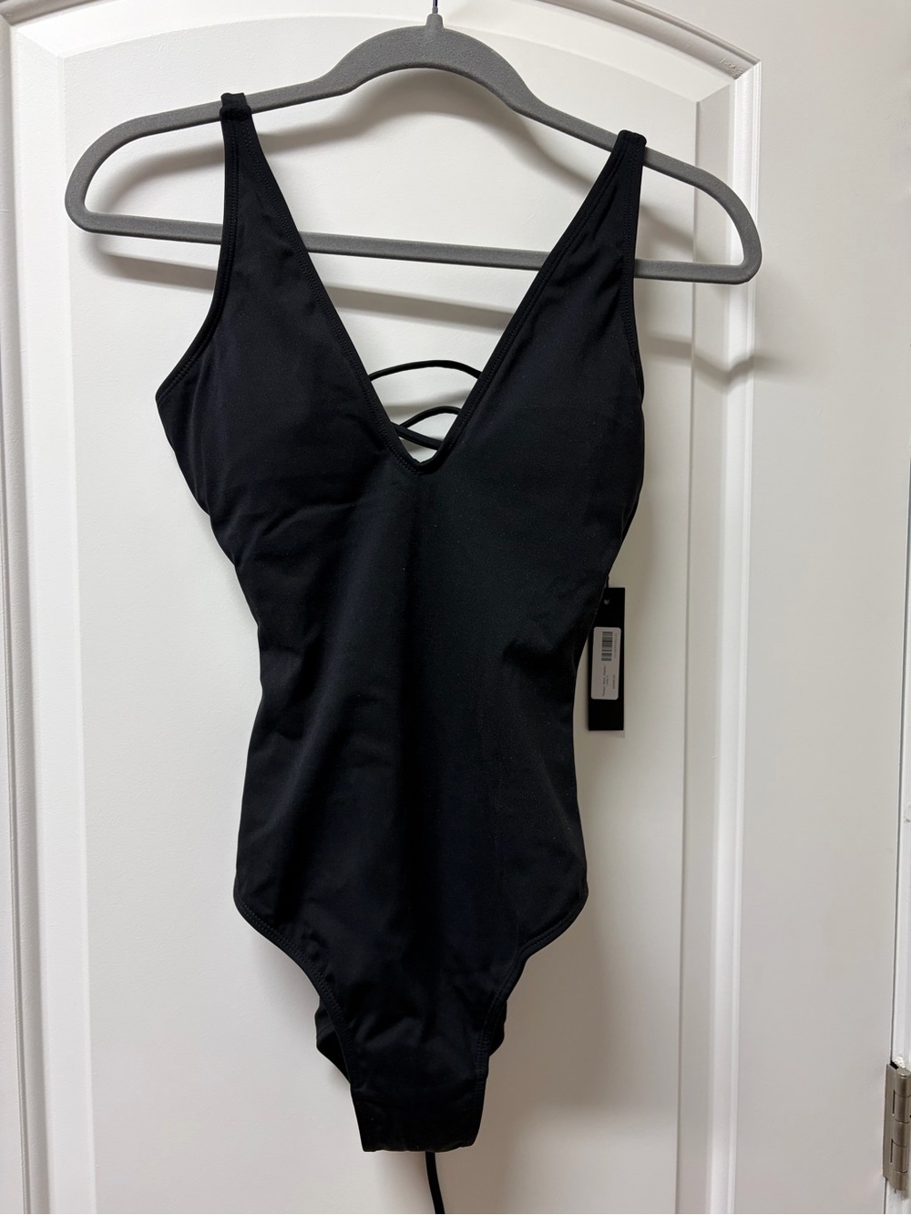 Women’s Ta3 Plungy Black V-Neck One-Piece Swimsuit with Back Strap Detail
